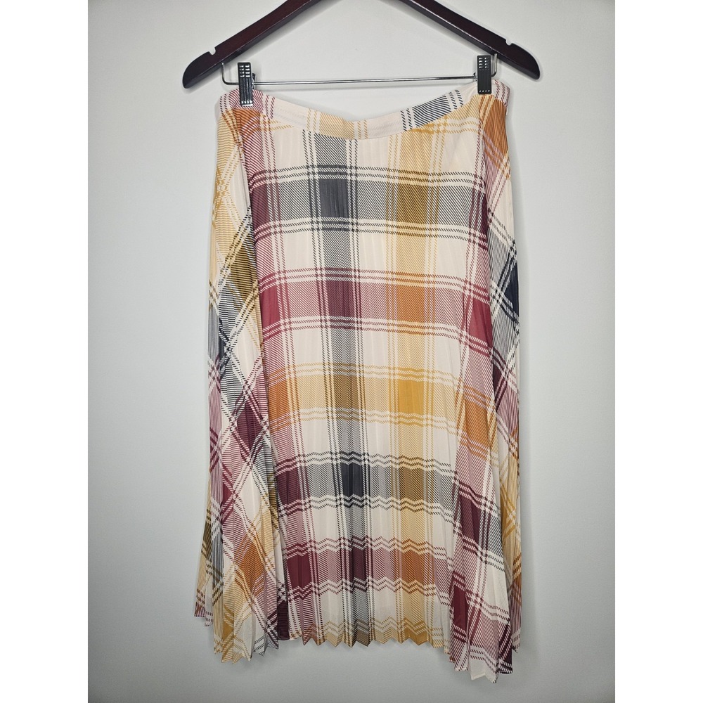 Ann Taylor Skirt 12 Plaid Accordion Pleat Midi Preppy Academia Elegant Timeless - Picture 13 of 14
